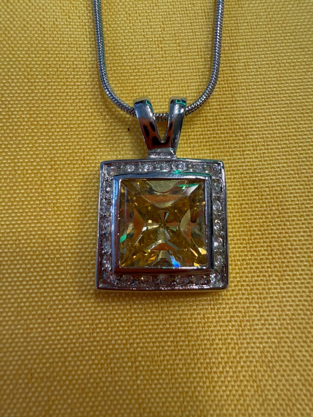 Park Lane Yellow Stone & Rhinestone Pendant Necklace